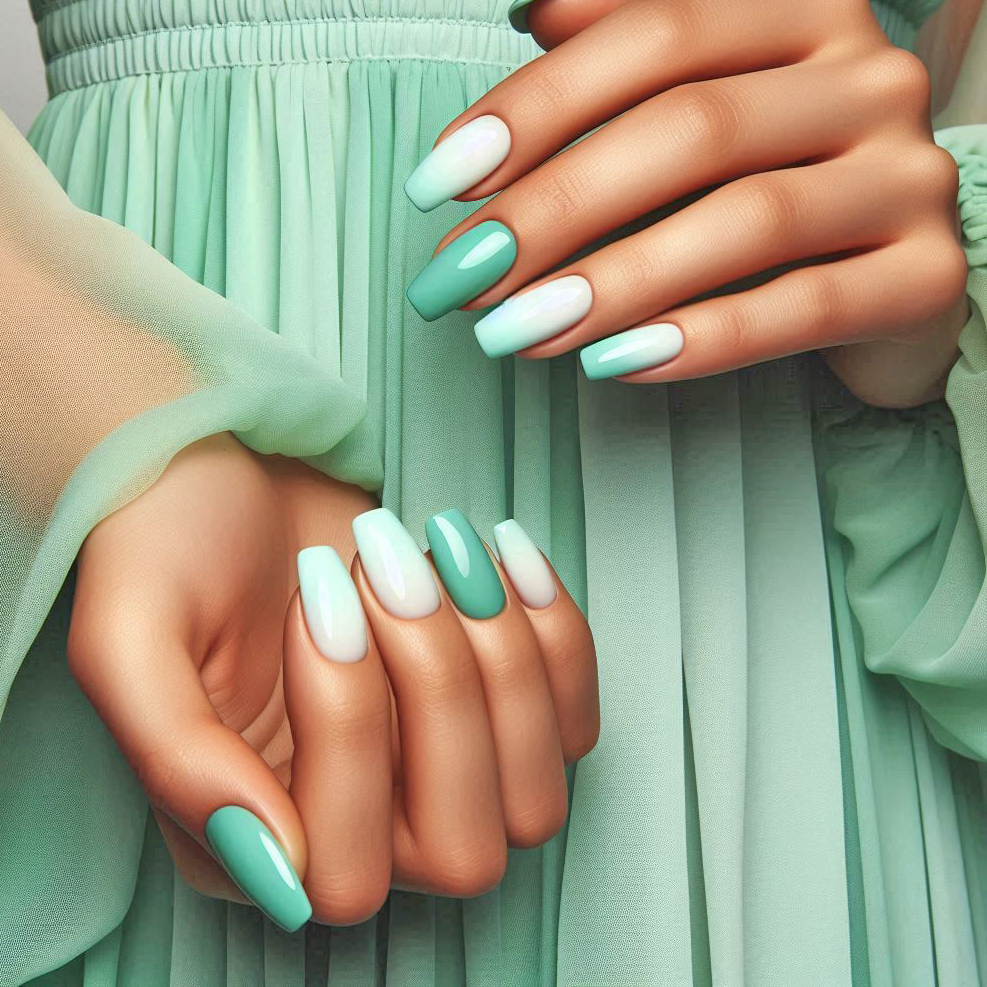 mint green nails